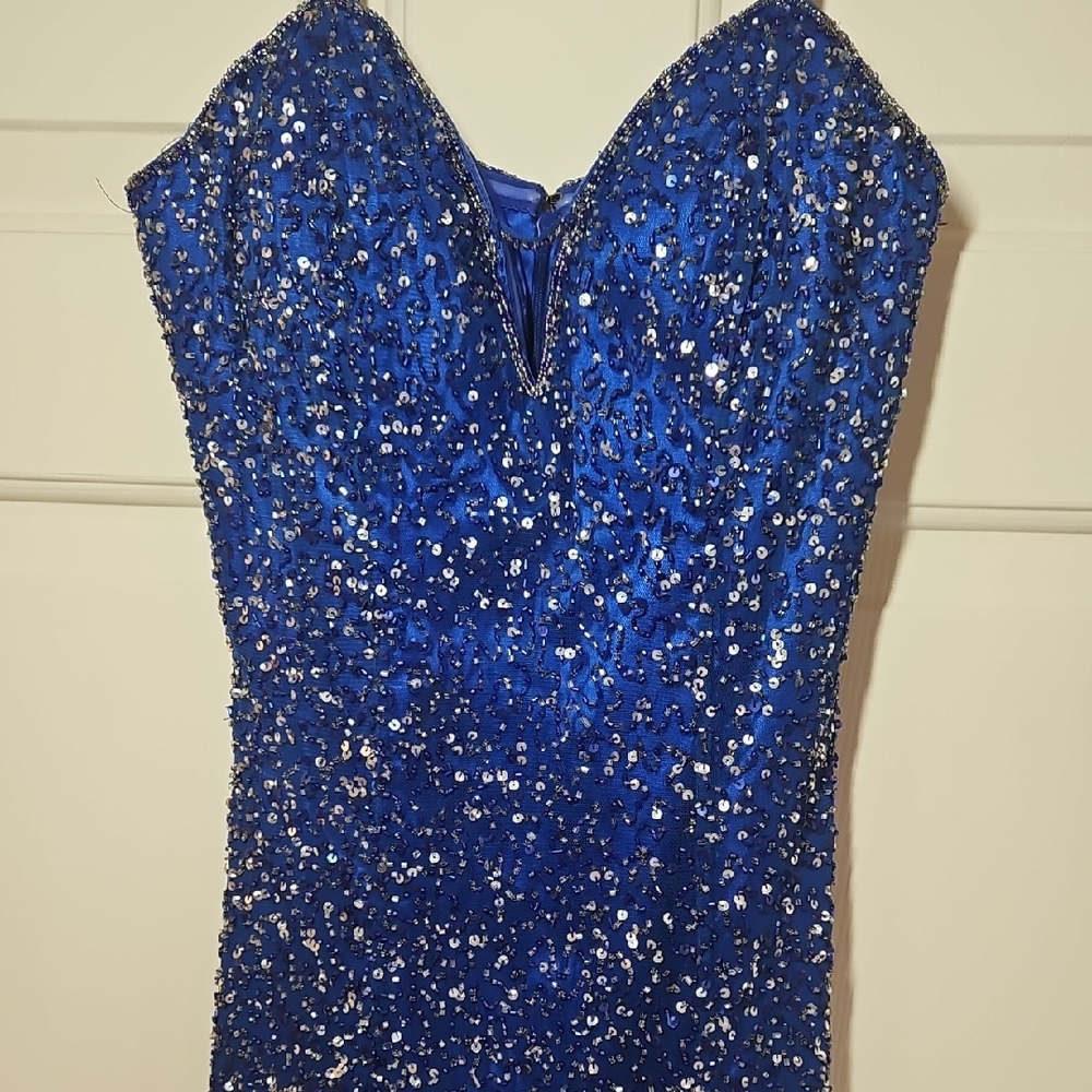 Camille La Vie Strapless Royal Blue Sequin Dress